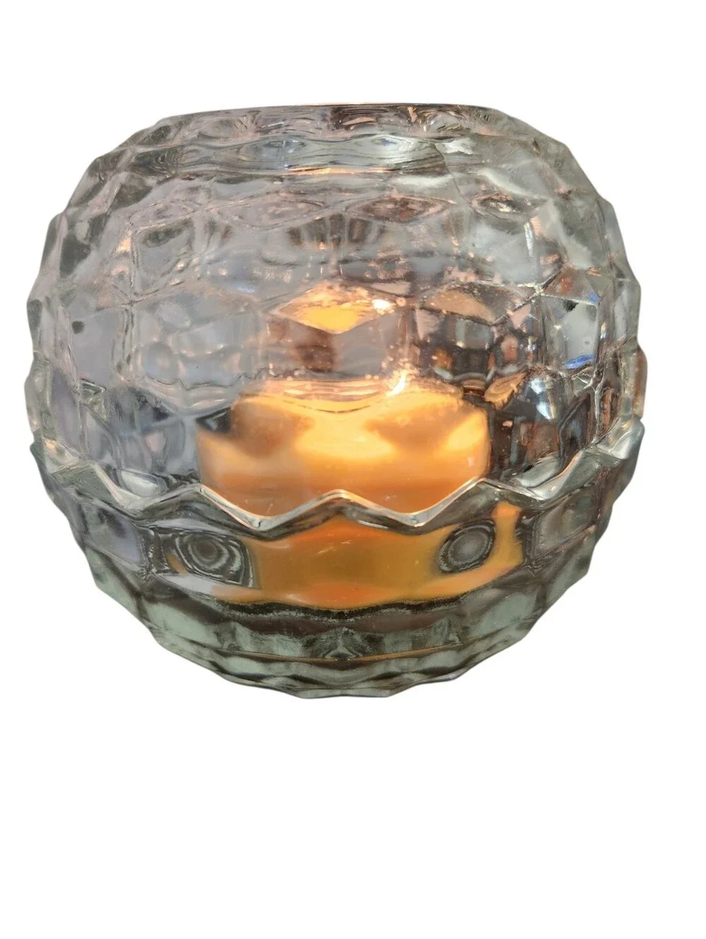 Vintage Homco Fairy Light Lamp Clear Glass Geometric Candle Holders Cottagecore